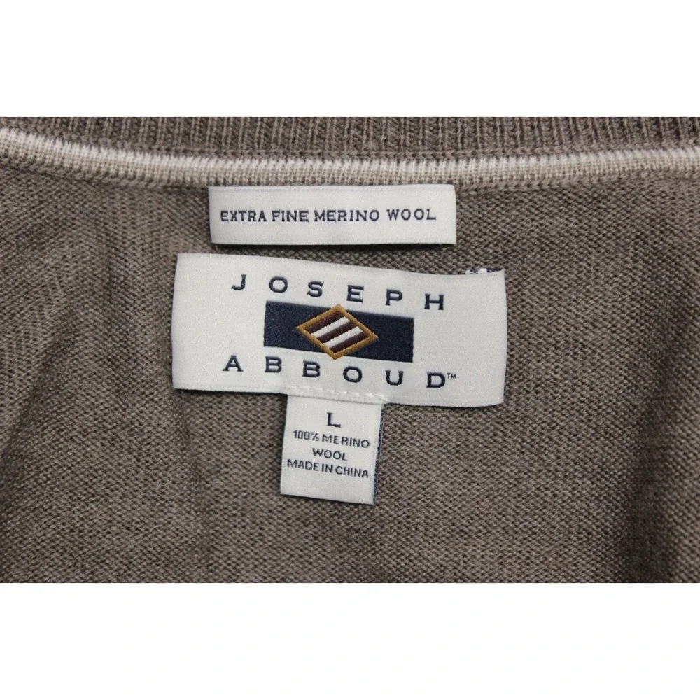 Joseph Abboud Men's Merino Wool V Neck Pullover Sweater Soft‎ Knit Size Large